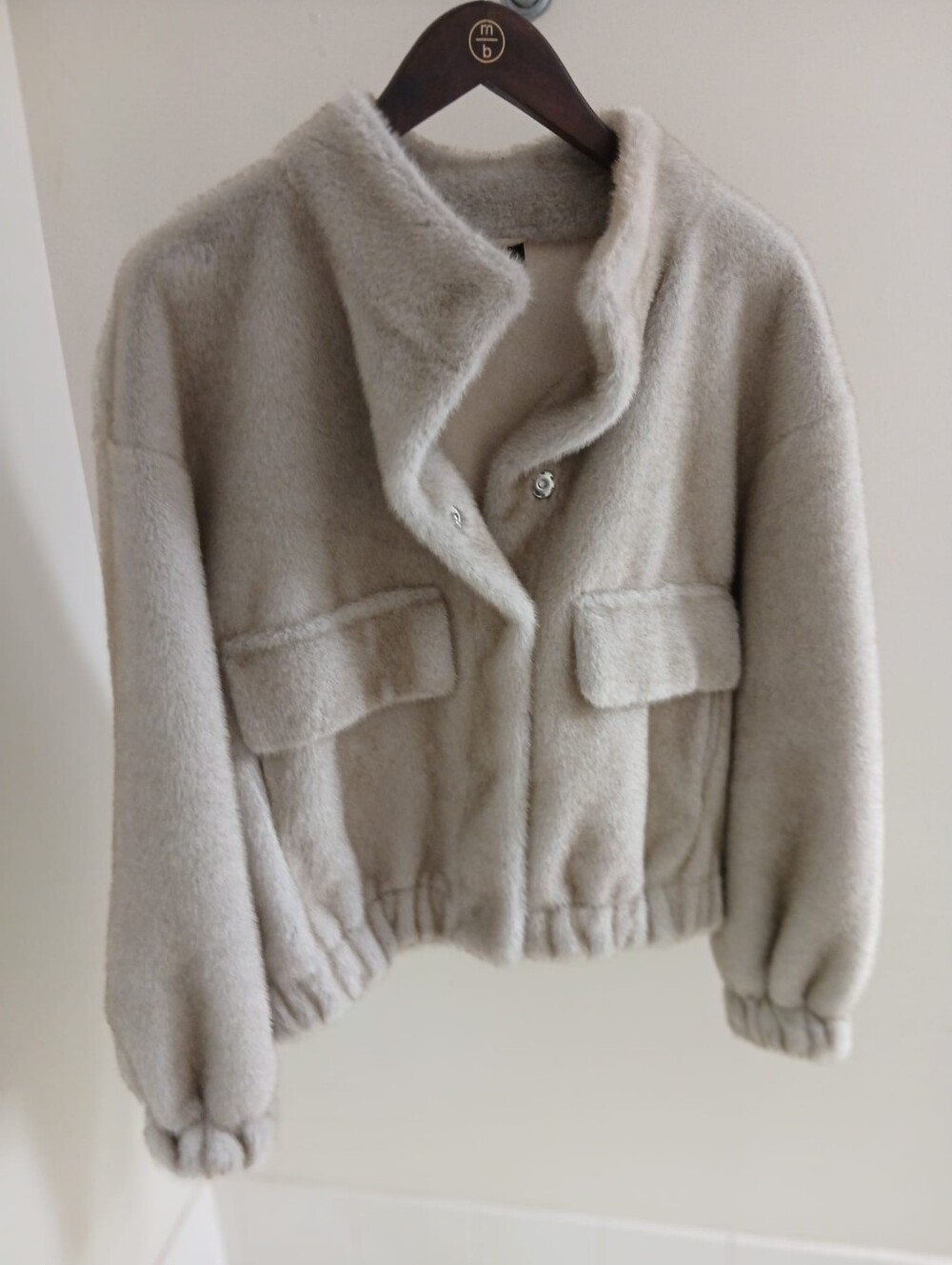House Of Harlow Taupe Faux-Fur Jacket